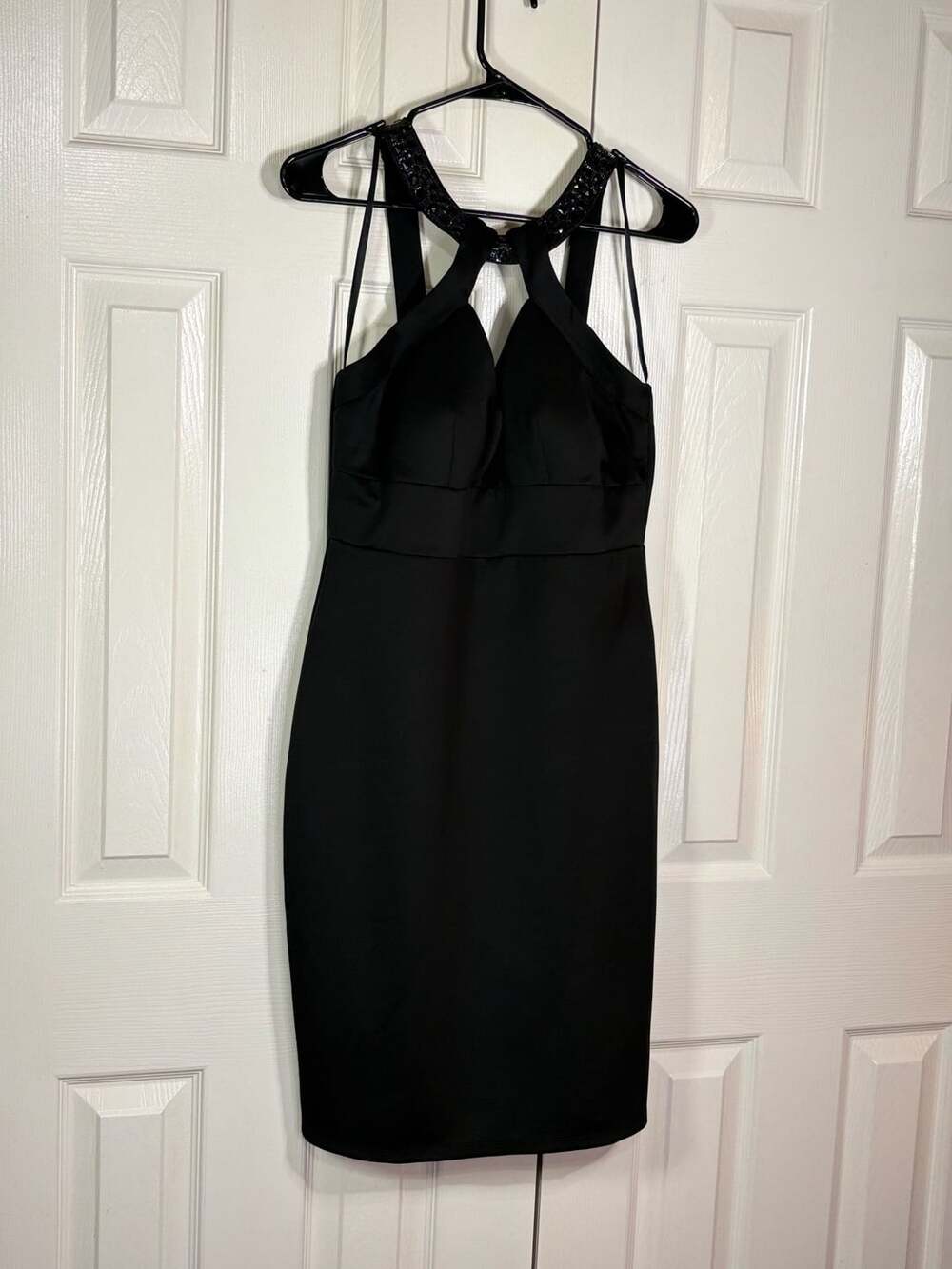 Blu Sage Halter Embellished Midi Dress Size 6 Black - Picture 3 of 11